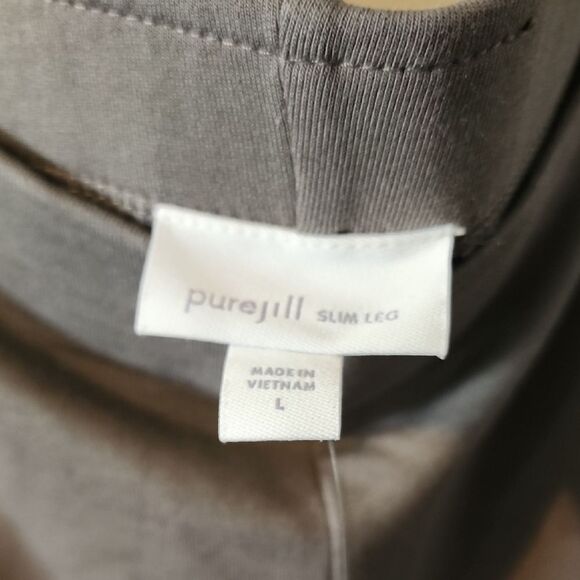 Pure Jill Slim Leg Gray Pants Large NWT - Picture 2 of 5